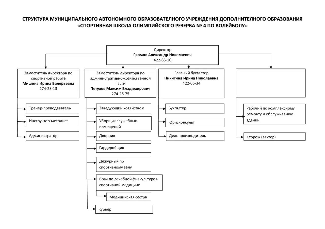 Структура муниципального автономного образовательного учреждения дополнительного образования «Спортивная школа олимпийского резерва № 4 по волейболу»
